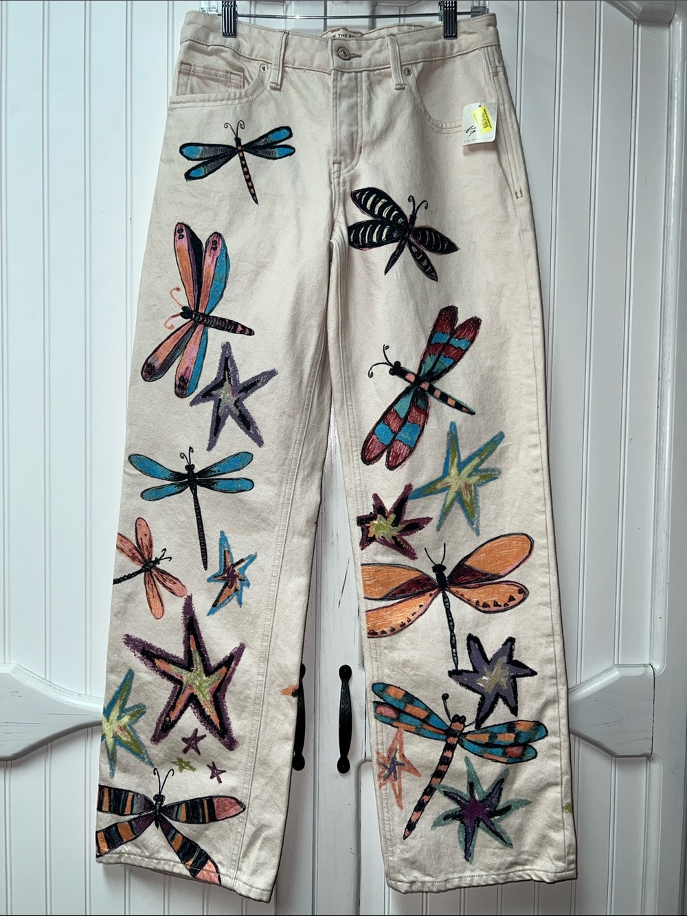 Free People Tennessee Trompe L’oeil Dragonfly Jeans 28 NWT We The Free